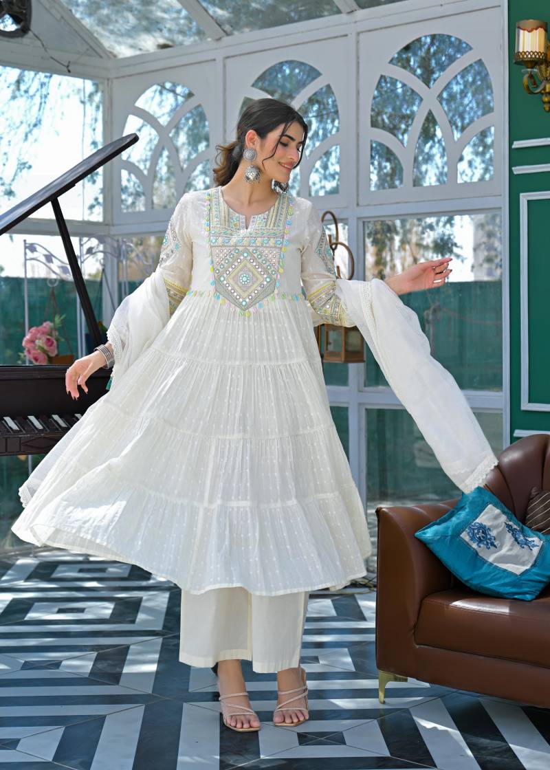 White Cotton Dress with Hand work