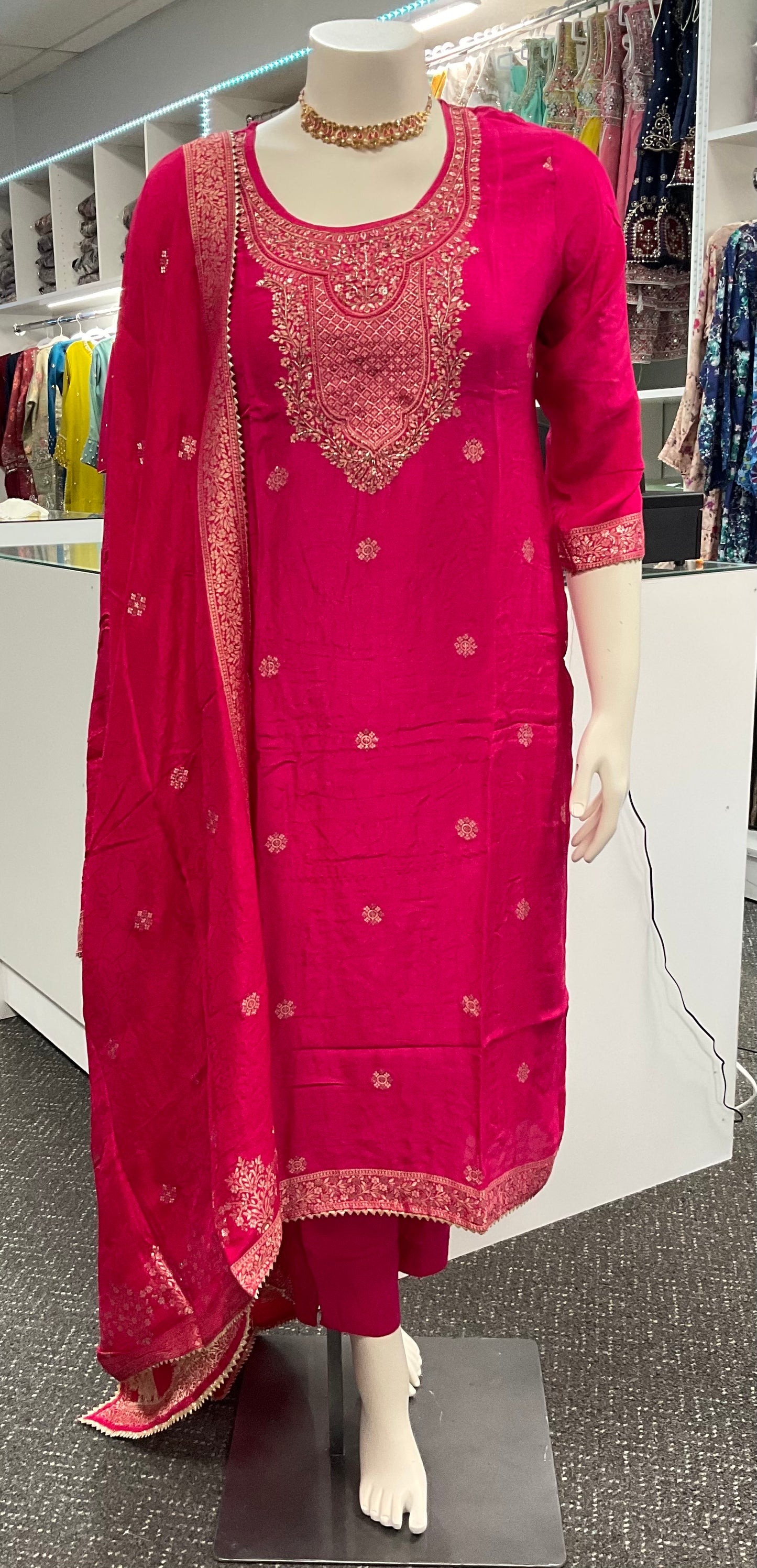 Pink Salwar Kameez Cotton Fabric