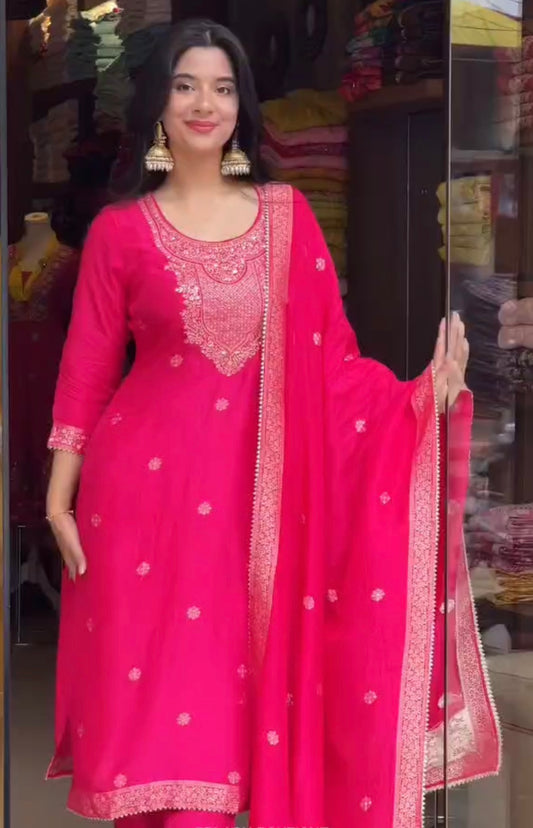 Pink Salwar Kameez Cotton Fabric