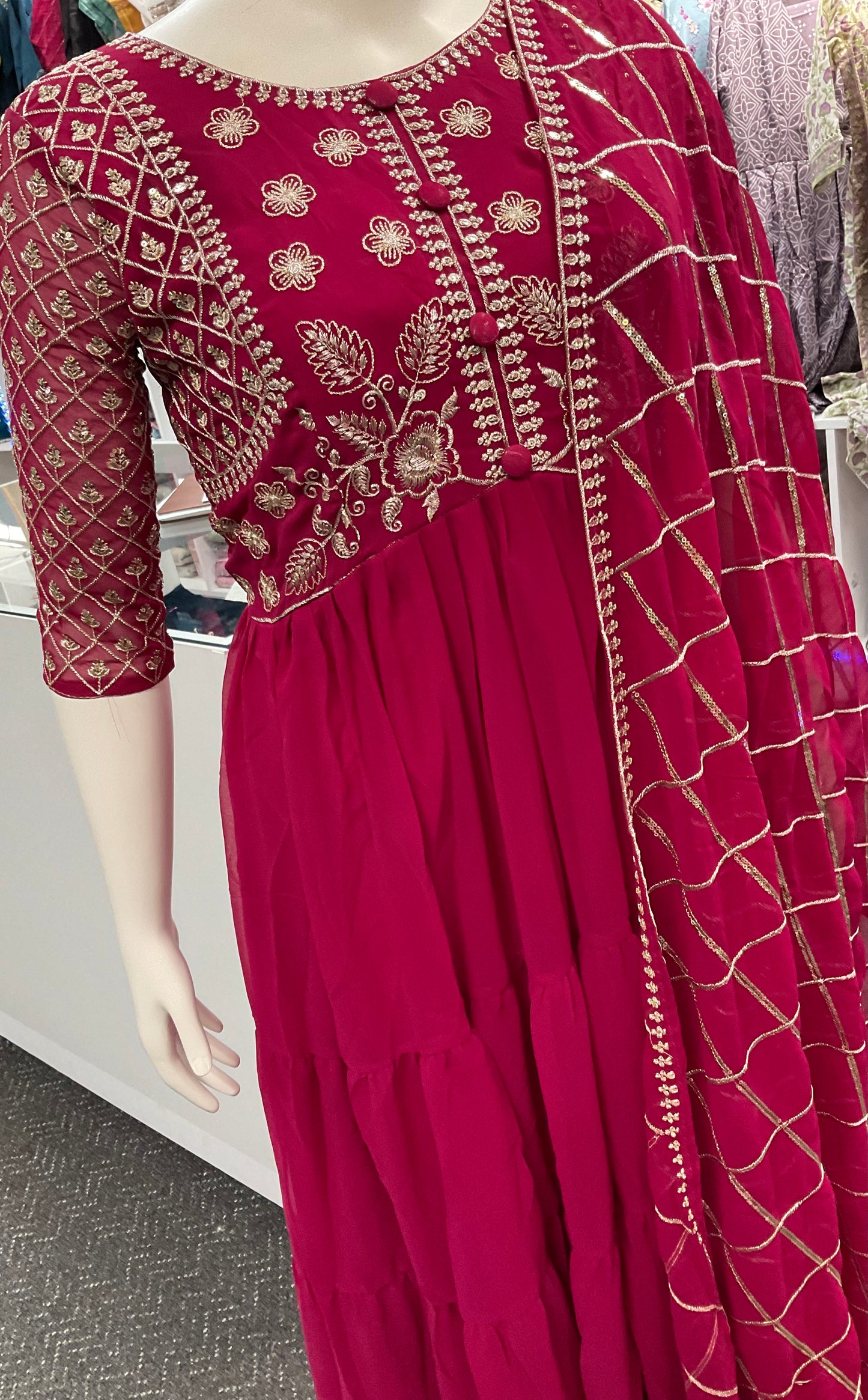 Classic Red Anarkali Suit