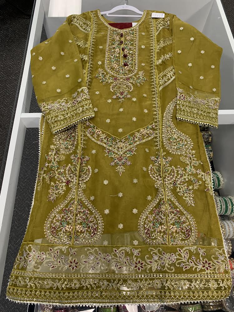 Blue chiffon heavy embroidered Kurta