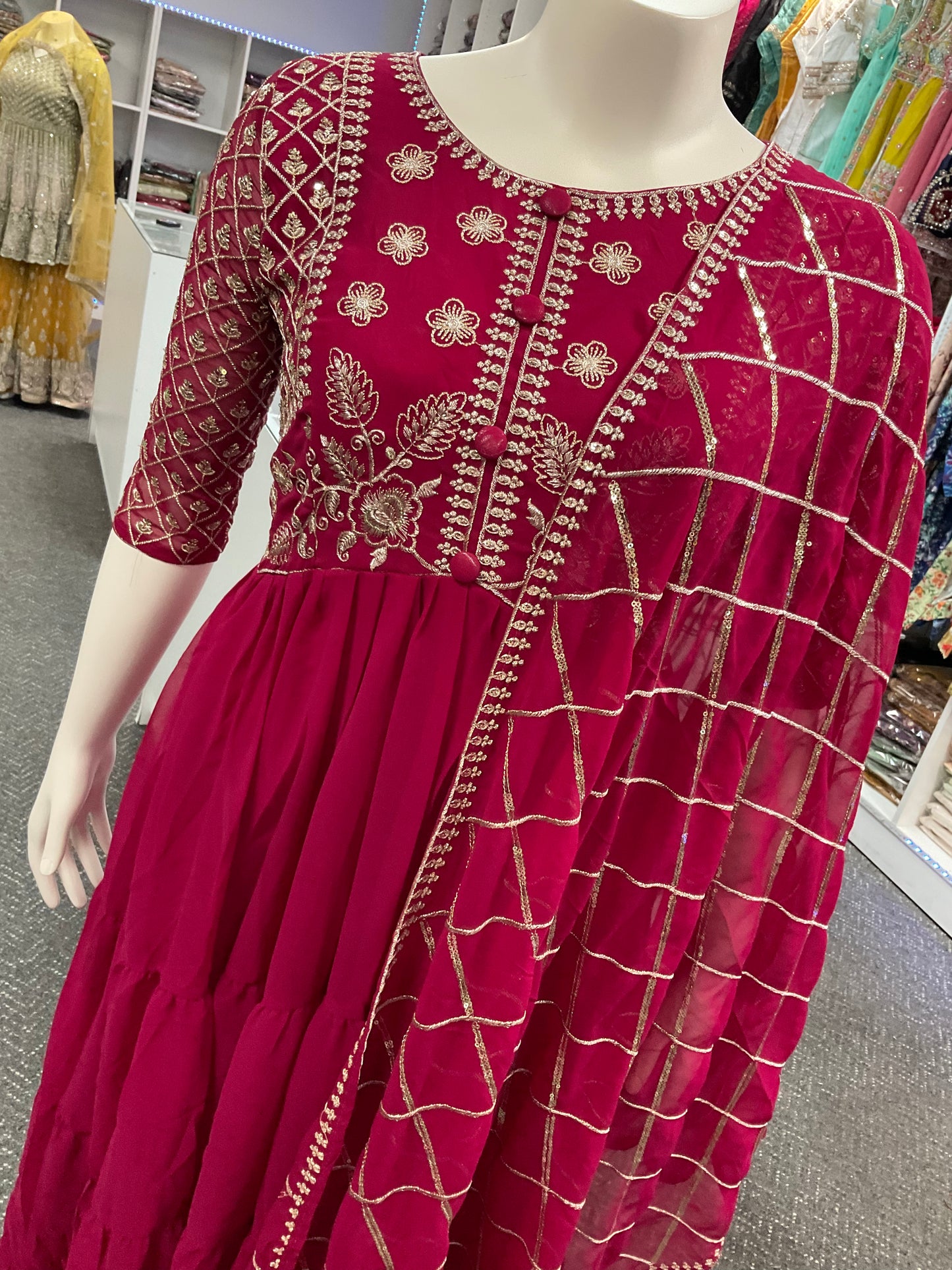 Classic Red Anarkali Suit