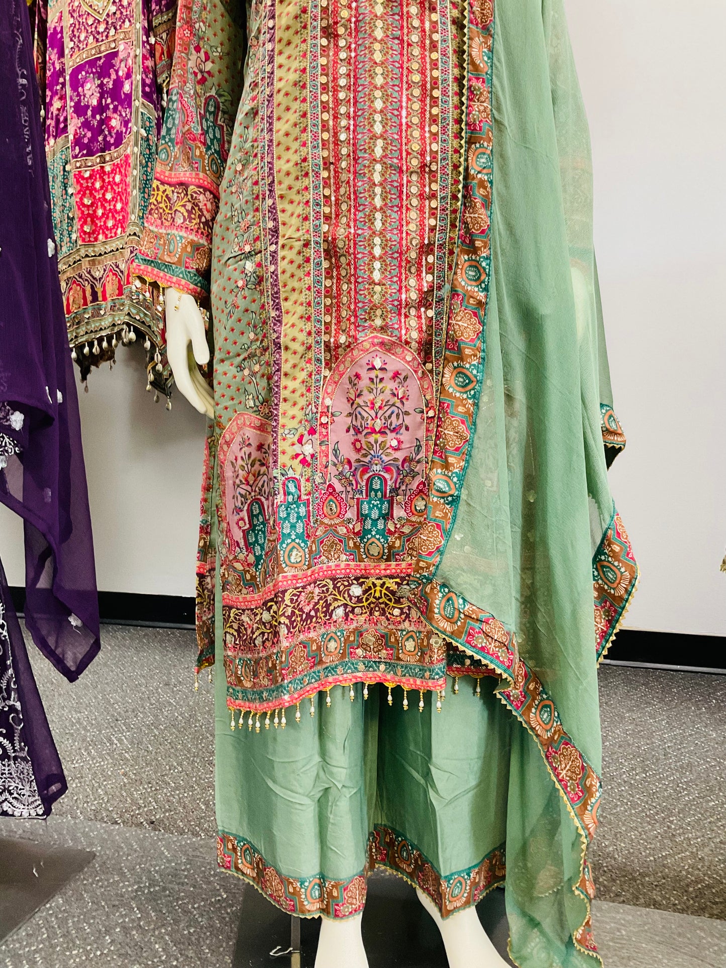 Pure viscose maslin with gota patiwork