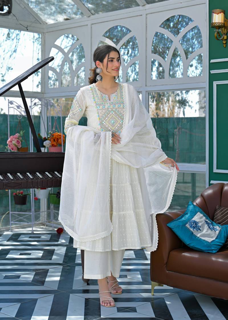 White Cotton Dress with Hand work